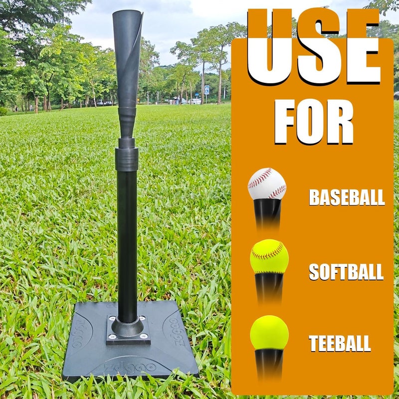 LOMGWAYS Baseball/Softball Batting Tee-(24"-46") Height Adjustable Premium Portable Baseball Tee with Removable Rubber Top and Heavy Duty Base for All Ages - Image 5